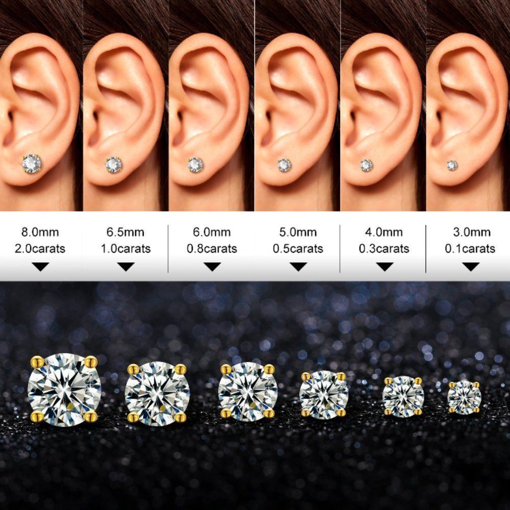 Certified 4.0ctw VVS Moissanite Diamond Solid 925 Sterling Silver Stud Earrings - Picture 7 of 8